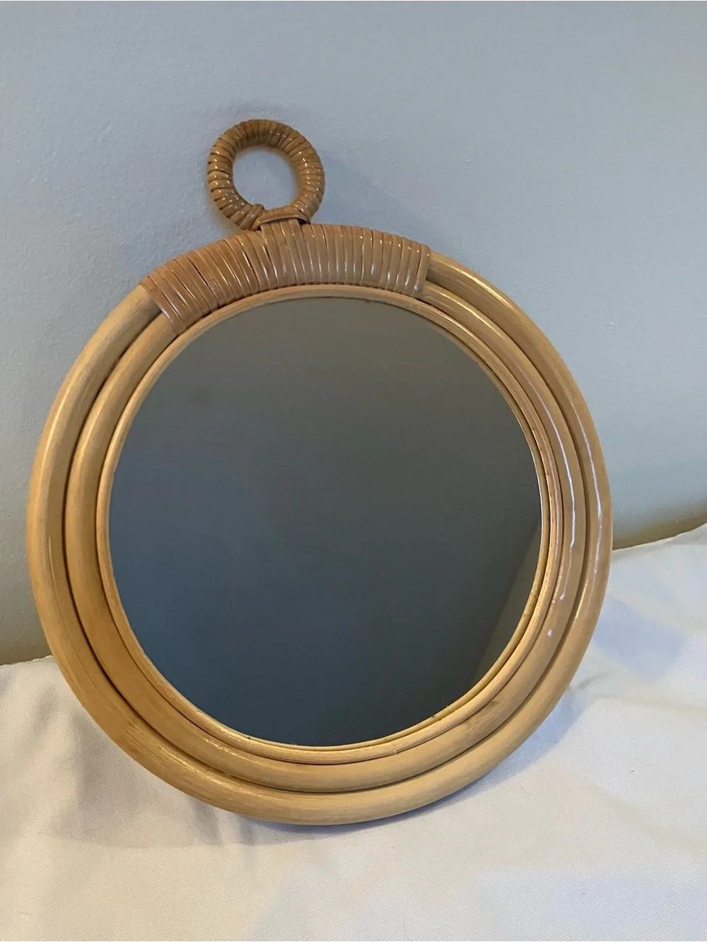 VTG Round Rattan Wicker Mirror Hanging Boho MCM Gallery Wall Nautical Cottage